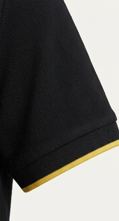 Polo Niño Piqué de Algodón con Ribete a Contraste – Negro / Amarillo