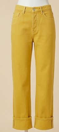 Jeans Rectos Dua Lipa x Pepe Jeans London - Amarillo Mostaza (Bajo con vuelta)