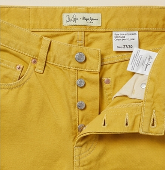 Jeans Rectos Dua Lipa x Pepe Jeans London - Amarillo Mostaza (Bajo con vuelta)