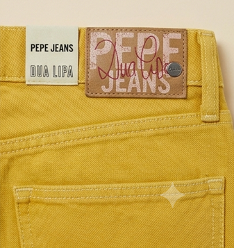 Jeans Rectos Dua Lipa x Pepe Jeans London - Amarillo Mostaza (Bajo con vuelta)