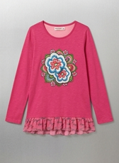 Vestido Desigual Fucsia Mandala Lentejuelas Talla 11/12 años