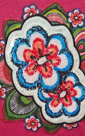 Vestido Desigual Fucsia Mandala Lentejuelas Talla 11/12 años